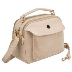 Listonoszka damska mała saszetka na ramię skóra ekologiczna modna beżowa torebka na suwak Peterson PTN MX02-P. Brązowe nerki i saszetki damskie Peterson, bez wzorów, ze skóry ekologicznej. Za 104.99 zł.