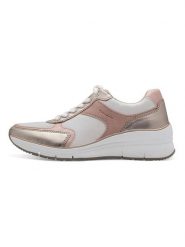 Tamaris Skórzane sneakersy w kolorze biało-jasnoróżowym rozmiar: 40. Białe obuwie sportowe damskie Tamaris, z materiału, bez zapięcia. Za 237.17 zł.