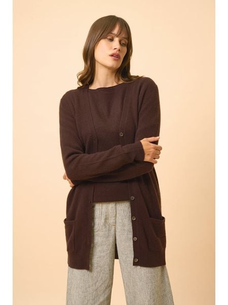 Just Cashmere Kaszmirowy kardigan "Chelsea" w kolorze ciemnobrązowym rozmiar: S. Brązowe kardigany damskie Just Cashmere, s, bez wzorów, z kaszmiru. Za 426.99 zł.