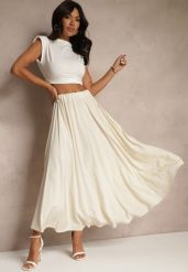 Beżowa Spódnica z Wiskozą o Rozkloszowanym Kroju Addlia. Brązowe spódnice damskie Renee, na co dzień, bez wzorów, z wiskozy, eleganckie, maxi. Za 44.99 zł.