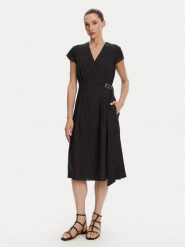 TWINSET Sukienka letnia 251TT2072 Czarny Loose Fit. Czarne sukienki damskie Twinset, bez wzorów, z lyocellu, bez ramiączek. Za 929.99 zł.