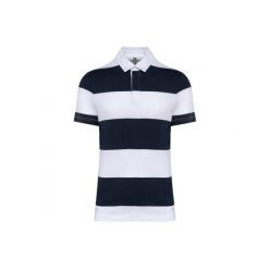 Koszulka polo w paski Kariban. Niebieskie koszulki damskie KARIBAN, bez wzorów, bez kołnierzyka, bez ramiączek. Za 174.50 zł.