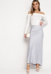 Szara Satynowa Spódnica Maxi Shapas. Szare spódnice damskie Born2be, l, bez wzorów, z satyny, maxi. Za 89.99 zł.
