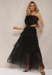 Czarna Spódnica z Falbankami Rozkloszowana Maxi z Bawełny Alare. Czarne spódnice damskie Renee, bez wzorów, z bawełny, eleganckie, maxi. Za 119.99 zł.