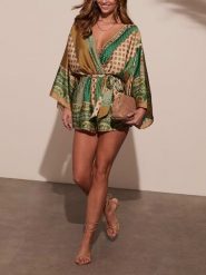 Milan Kiss Kombinezon w kolorze jasnobrązowo-zielonym rozmiar: XL. Brązowe kombinezony damskie Milan Kiss, xl, bez wzorów, bez kołnierzyka, bez ramiączek. Za 173.99 zł.