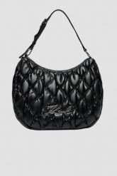 KARL LAGERFELD Czarna pikowana damska torebka Kuilt Hobo. Czarne torebki klasyczne damskie KARL LAGERFELD, pikowane, bez dodatków. W wyprzedaży za 549.99 zł.