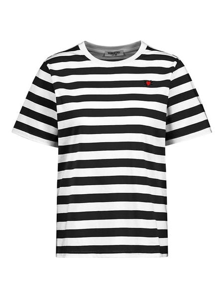 Sublevel Koszulka w kolorze biało-czarnym rozmiar: S. Białe bluzki damskie Sublevel, s, bez wzorów, z bawełny, bez kołnierzyka, bez ramiączek. Za 48.05 zł.