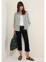 Cecil Lniana bluzka w kolorze szaro-białym rozmiar: XL. Szare bluzki damskie Cecil, xl, bez wzorów, ze lnu, bez kołnierzyka, bez ramiączek. Za 152.62 zł.