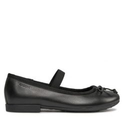 Baleriny Geox. Czarne baleriny dziewczęce Geox, bez wzorów, bez obcasa, bez zapięcia. Za 199.99 zł.