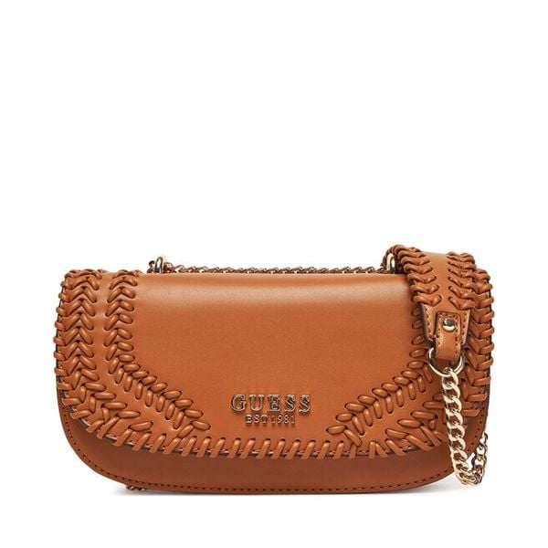 Torebka Guess. Brązowe torebki wieczorowe damskie Guess, z aplikacjami, bez dodatków. Za 329.99 zł.