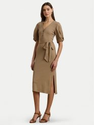 LAUREN RALPH LAUREN Sukienka codzienna 250964070002 Beżowy Slim Fit. Brązowe sukienki damskie Lauren Ralph Lauren, bez wzorów, z bawełny, bez ramiączek. Za 649.99 zł.