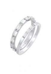 Elli Damski pierścień Duo Sparkling z cyrkonią w srebrze 925 Sterling Silver Pierścionki 1 ct. Szare pierścionki damskie Elli, z cyrkonią, srebrne. Za 241.39 zł.