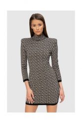 BALMAIN Czarna damska sukienka w monogram, Rozmiar 36. Czarne sukienki damskie Balmain, bez wzorów, z dzianiny, bez ramiączek. W wyprzedaży za 3,800.99 zł.