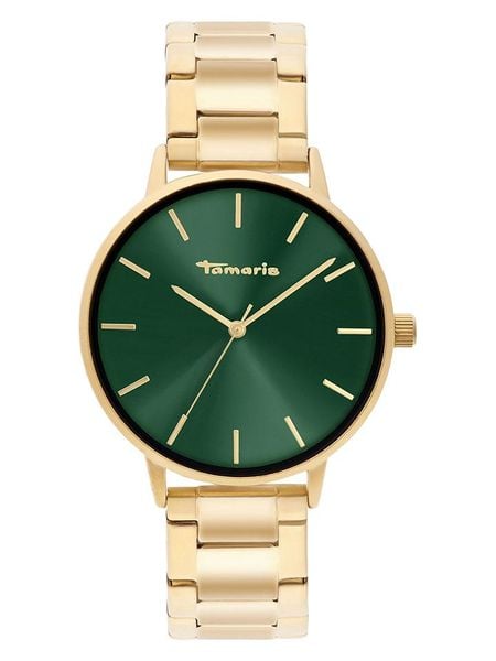 Tamaris Zegarek kwarcowy w kolorze złoto-zielonym rozmiar: onesize. Zielone, analogowe zegarki damskie Tamaris, metalowe. Za 173.99 zł.