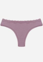Fioletowe Majtki Stringi z Bawełną z Koronką Aethimilia. Fioletowe stringi Renee, bez wzorów, z bawełny. Za 6.99 zł.