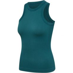 Bezszwowy damski top prążkowany Hummel Pulse. Zielone koszulki sportowe damskie Hummel, l, bez wzorów, prążkowane, bez ramiączek, na fitness i siłownię. Za 175.00 zł.