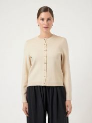 YAS Kardigan "Yas" w kolorze kremowym rozmiar: M. Brązowe kardigany damskie YAS, m, bez wzorów. Za 173.99 zł.