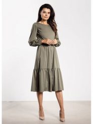 Awama Sukienka w kolorze khaki rozmiar: M. Brązowe sukienki damskie Awama, bez wzorów, bez ramiączek. Za 152.98 zł.