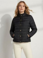 Pikowana kurtka ze stójką - czarny. Czarne kurtki damskie Sinsay, l, bez wzorów, bez kaptura. Za 59.99 zł.