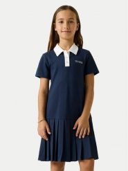 Guess Sukienka codzienna J6YK03 K3956 Granatowy Regular Fit. Niebieskie sukienki dziewczęce Guess, z aplikacjami, z syntetyku, bez ramiączek, proste. Za 324.99 zł.