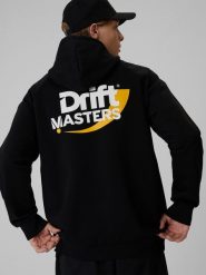 4F Bluza dresowa regular z kapturem uniseks 4F x Drift Masters - czarna XS. Czarne bluzy damskie 4F, xs, bez wzorów, z dresówki, z kapturem. Za 279.99 zł.