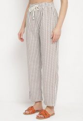 Beżowo-Brązowe Spodnie w Geometryczny Print z Wysokim Stanem Lolla. Niebieskie spodnie materiałowe damskie Born2be, bez wzorów, z jeansu. Za 29.99 zł.