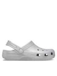 Crocs Klapki Classic Glitter Clog 205942 Srebrny. Szare klapki damskie Crocs, bez wzorów, z tworzywa sztucznego, bez obcasa, bez zapięcia. Za 199.99 zł.