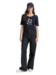 Tom Tailor Koszulka w kolorze granatowym rozmiar: S. Niebieskie bluzki damskie Tom Tailor, s, bez wzorów, z bawełny, bez kołnierzyka, bez ramiączek. Za 41.59 zł.