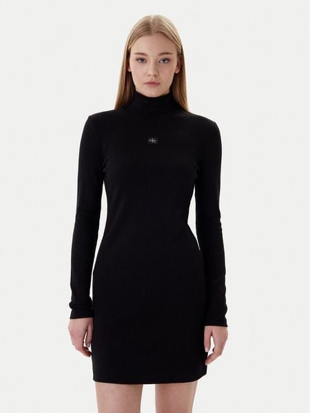 Calvin Klein Jeans Sukienka codzienna LV047E204G Czarny Slim Fit. Czarne sukienki damskie Calvin Klein Jeans, bez wzorów, z bawełny, bez ramiączek. Za 449.99 zł.