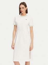 Lacoste Sukienka codzienna EF9988 Biały Slim Fit. Białe sukienki damskie Lacoste, bez wzorów, z bawełny, bez ramiączek. Za 339.99 zł.