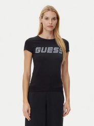 Guess T-Shirt V5GI20 J1314 Czarny Regular Fit. Czarne t-shirty damskie Guess, l, z aplikacjami, z bawełny, bez kołnierzyka. Za 119.99 zł.