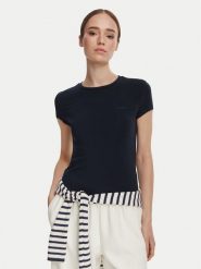 Guess T-Shirt V6YI24 K4787 Granatowy Slim Fit. Niebieskie t-shirty damskie Guess, l, z aplikacjami, z lyocellu, bez kołnierzyka. Za 174.99 zł.