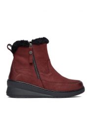 Go Soft Botki CEO-WI23-NUREN-01 Bordowy. Czerwone botki damskie GO SOFT, z nubiku, bez obcasa, na koturnie, bez zapięcia. Za 259.99 zł.