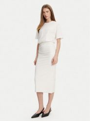 Marella Sukienka codzienna Ileana 2513621014 Biały Slim Fit. Białe sukienki damskie Marella, bez wzorów, z bawełny, bez ramiączek. Za 899.99 zł.