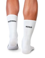 Skarpety Kolarskie Trzymaj Koło White. Białe skarpetki damskie LUXA, bez wzorów, z elastanu. Za 49.90 zł.