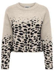 ONLY Sweter w kolorze kremowo-czarnym rozmiar: S. Brązowe swetry klasyczne damskie Only, s, bez kołnierzyka. Za 79.03 zł.