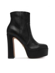 Nine West Botki EO-CD25-307-1 Czarny. Czarne botki damskie Nine West, ze skóry, bez obcasa, na słupku, bez zapięcia. Za 329.99 zł.