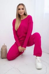 Komplet sweterkowy Bluza + Spodnie fuksja. Czerwone bluzy damskie KESI, l, bez wzorów, z poliesteru, bez kaptura. Za 297.97 zł.