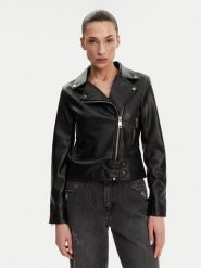 Rinascimento Kurtka z imitacji skóry CFC0119619003 Czarny Regular Fit. Czarne kurtki damskie Rinascimento, l, bez wzorów, ze skóry, bez kaptura. Za 259.99 zł.