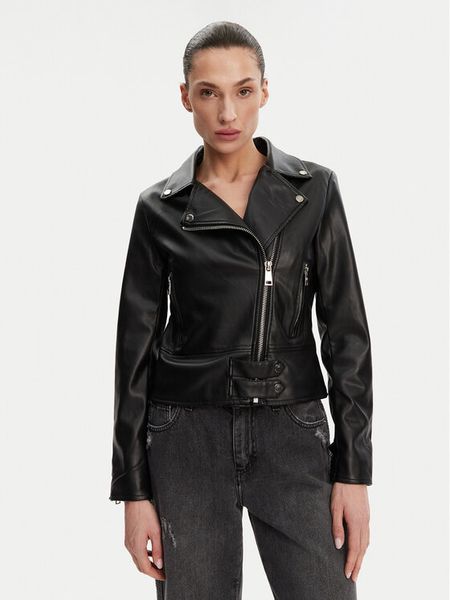 Rinascimento Kurtka z imitacji skóry CFC0119619003 Czarny Regular Fit. Czarne kurtki damskie Rinascimento, xs, bez wzorów, ze skóry, bez kaptura. Za 229.99 zł.