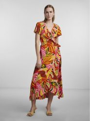 YAS Sukienka codzienna 26030429 Pomarańczowy Regular Fit. Brązowe sukienki damskie YAS, bez wzorów, z wiskozy, bez ramiączek. Za 229.99 zł.