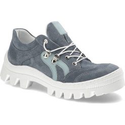 Niebieskie Półbuty Kampa Wygodne Skórzane Buty Damskie. Niebieskie obuwie trekkingowe damskie KAMPA, ze skóry, bez zapięcia. Za 279.00 zł.