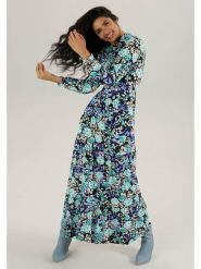 Aniston Sukienka w kolorze niebiesko-czarno-turkusowym rozmiar: 38. Czarne sukienki damskie Aniston, bez wzorów, z wiskozy, bez ramiączek. Za 114.71 zł.