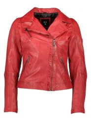 HIS Skórzana kurtka w kolorze czerwonym rozmiar: 44. Czerwone kurtki damskie HIS, bez wzorów, ze skóry, bez kaptura. Za 618.95 zł.