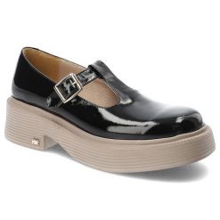 Czarne Półbuty Karino Eleganckie Skórzane Buty. Czarne półbuty damskie Karino, na wiosnę, bez wzorów, z materiału, bez obcasa, bez zapięcia. Za 419.00 zł.