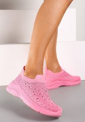 Różowe Buty Sportowe z Elastyczną Cholewką i Cyrkoniami Aribea. Czerwone obuwie sportowe casual damskie Renee, z dresówki, bez zapięcia. Za 14.99 zł.