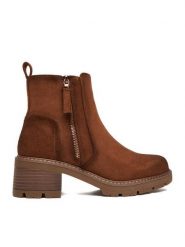 Clara Barson Botki CEO-HY58222-1 Brązowy. Brązowe botki damskie Clara Barson, z materiału, bez obcasa, na słupku, bez zapięcia. Za 159.99 zł.