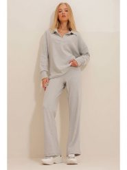 Trend Alacati 2-częściowy zestaw w kolorze jasnoszarym rozmiar: S. Szare swetry klasyczne damskie Trend Alacati, s, bez kołnierzyka. Za 69.58 zł.