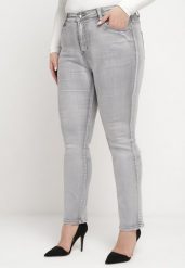 Szare Dopasowane Casualowe Jeansy na Suwak i Guzik Lirienne. Szare jeansy damskie Born2be, bez wzorów, z jeansu. Za 54.99 zł.
