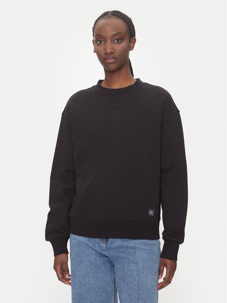 Calvin Klein Jeans Bluza LV047B238G Czarny Regular Fit. Czarne bluzy damskie Calvin Klein Jeans, xs, bez wzorów, z bawełny, bez kaptura. Za 279.99 zł.